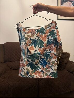 SHEIN Floral Off-Shoulder Top in Cream, Green & Coral
